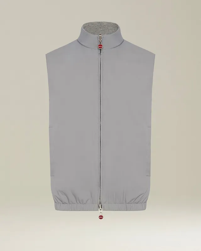 Kiton Gilet Weste Reversibel Grau Technik-Seide