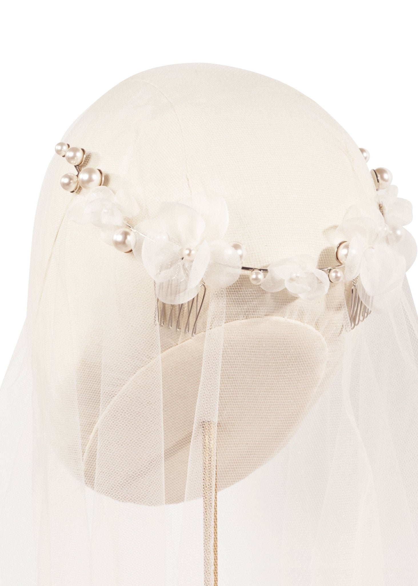 Elizabeth Bower Flutter Pearl Garland Haarkamm Ivory