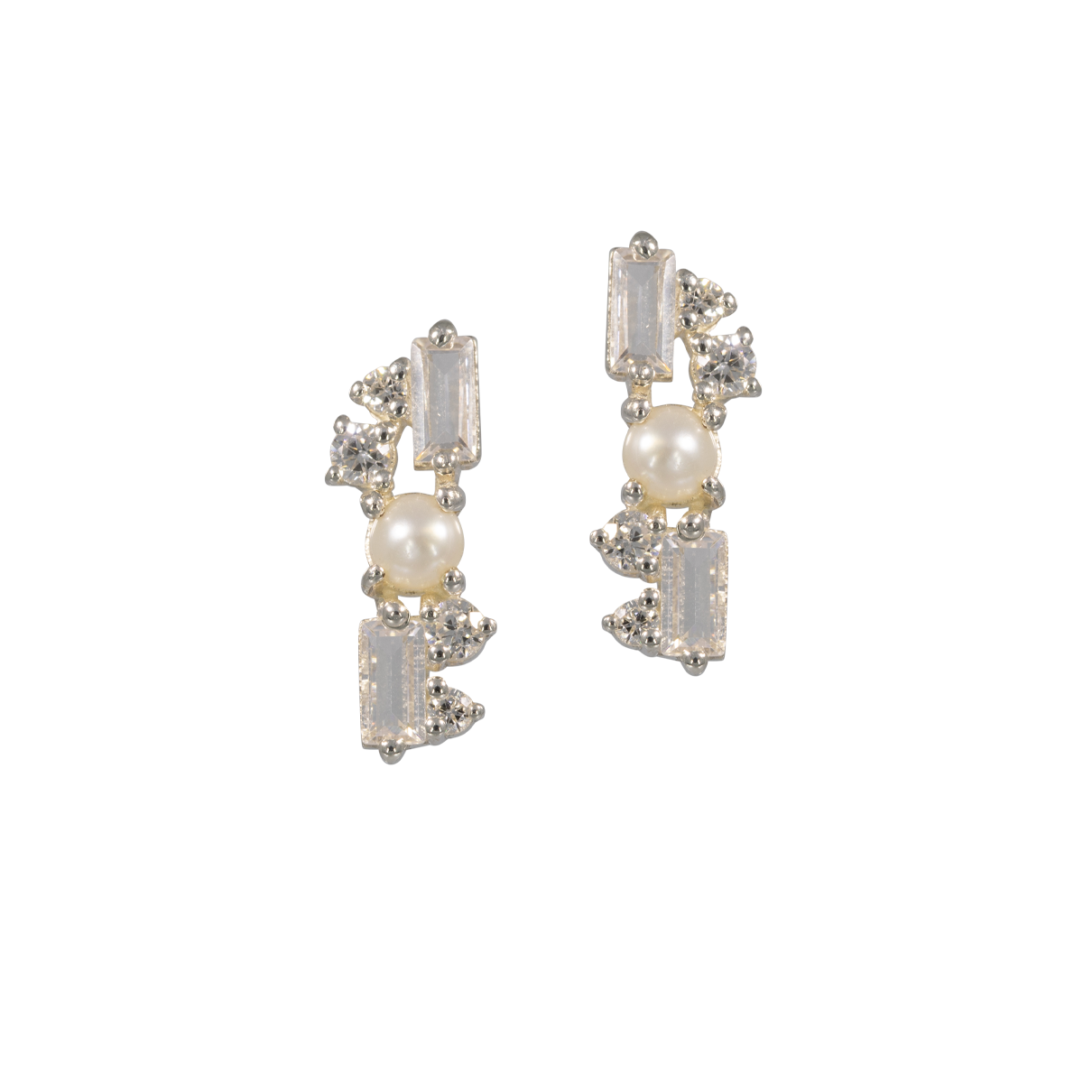 Juvelan Muse Ohrstecker Silber mit Perlen Baguette