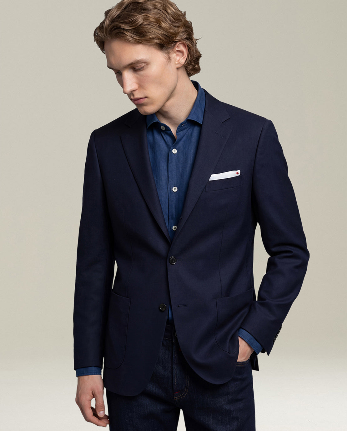 Kiton Sakko Blau Cashmere Einreihig Gr. 50 AD