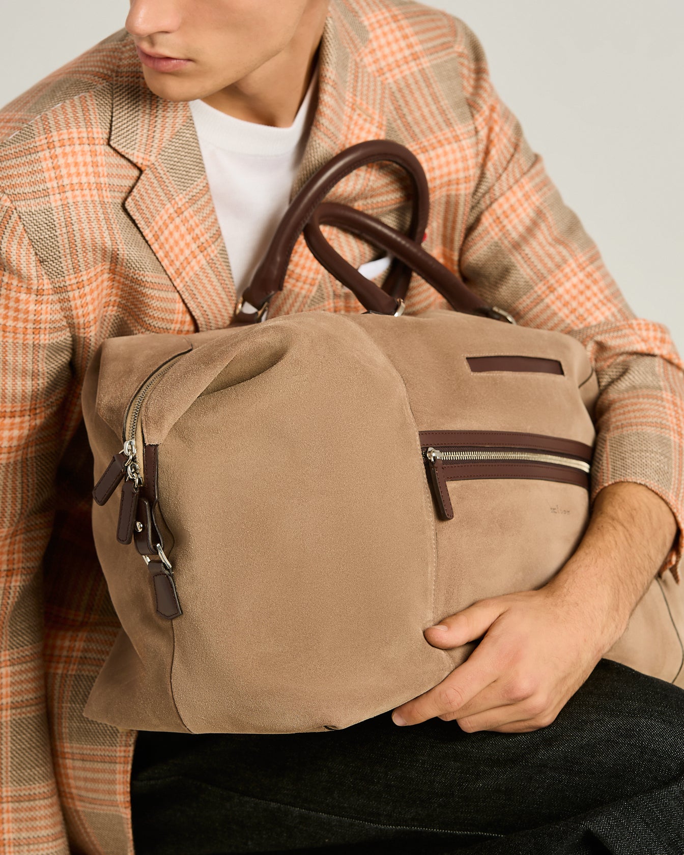 Kiton Weekender Wildleder Kalbsleder Grau TU