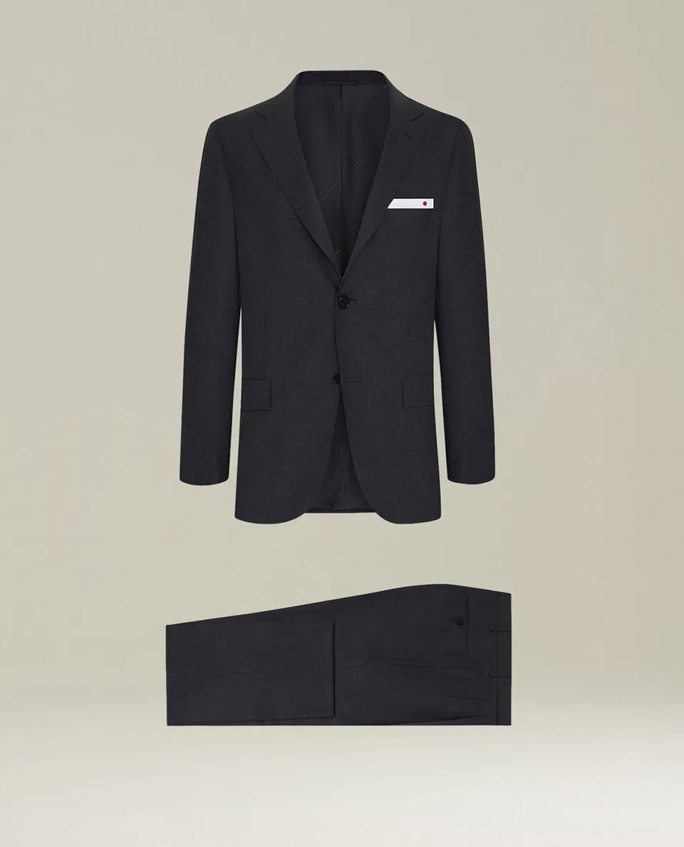 Kiton Suits Anzug Wolle anthrazit 14-Micron Zweiknopf