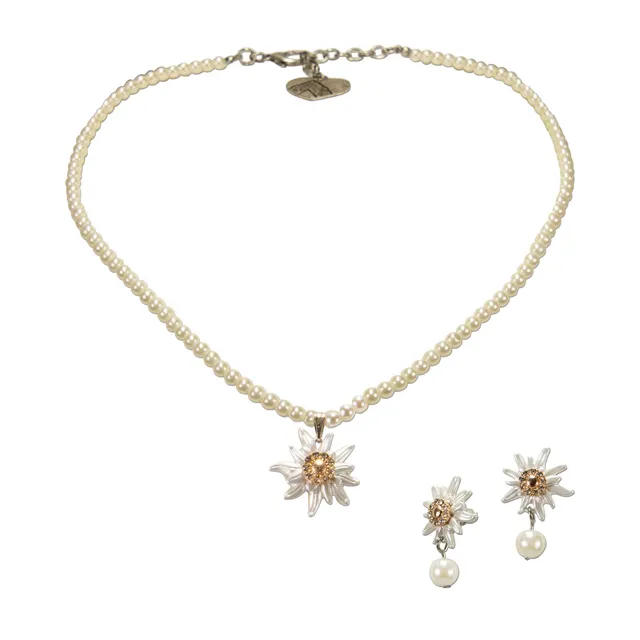 Alpenflüstern DAHEIM Greta SET051 Schmuckset creme-weiß Perlen