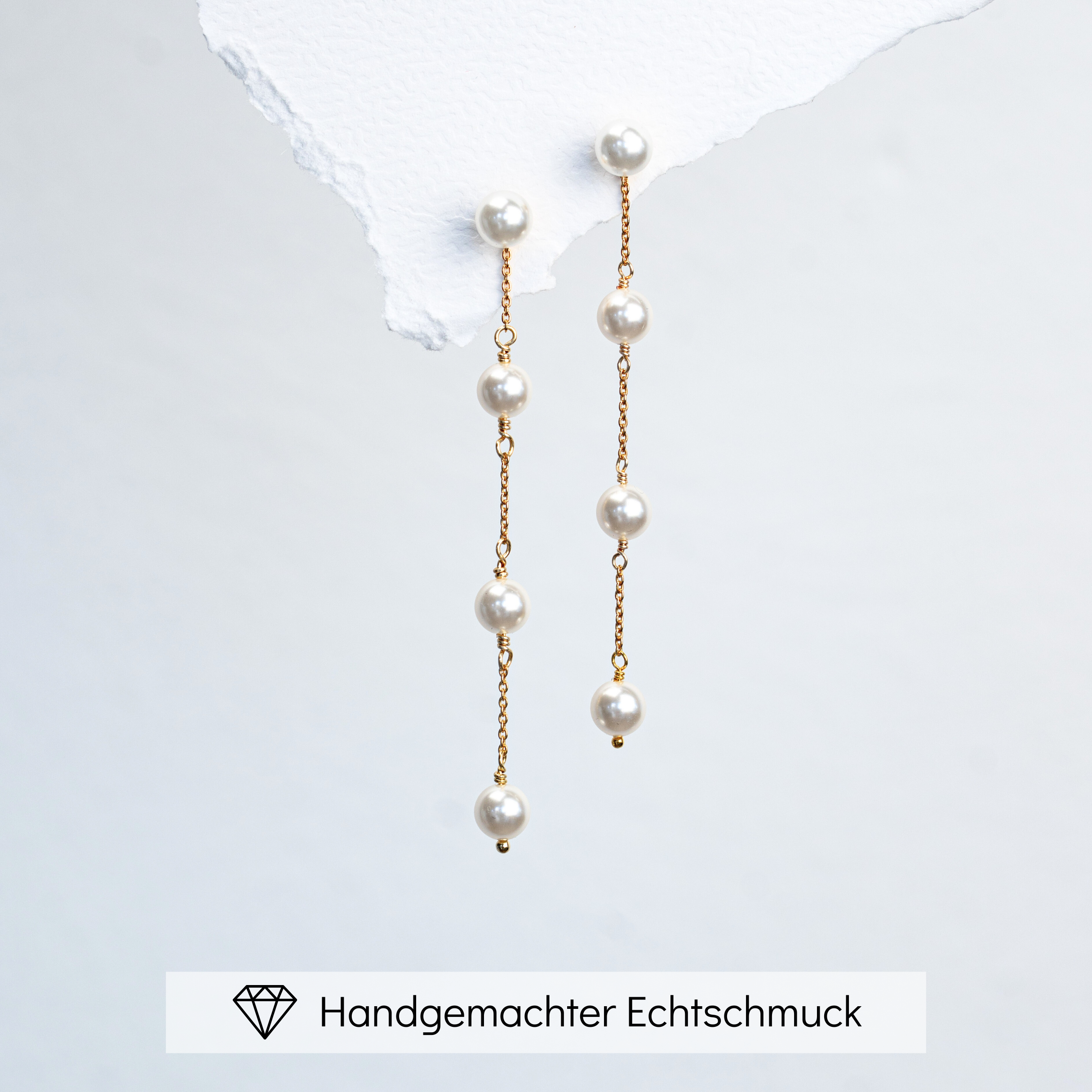 Perlenbräute Lola Ohrringe Hochzeit Perlen Gold 2-in-1