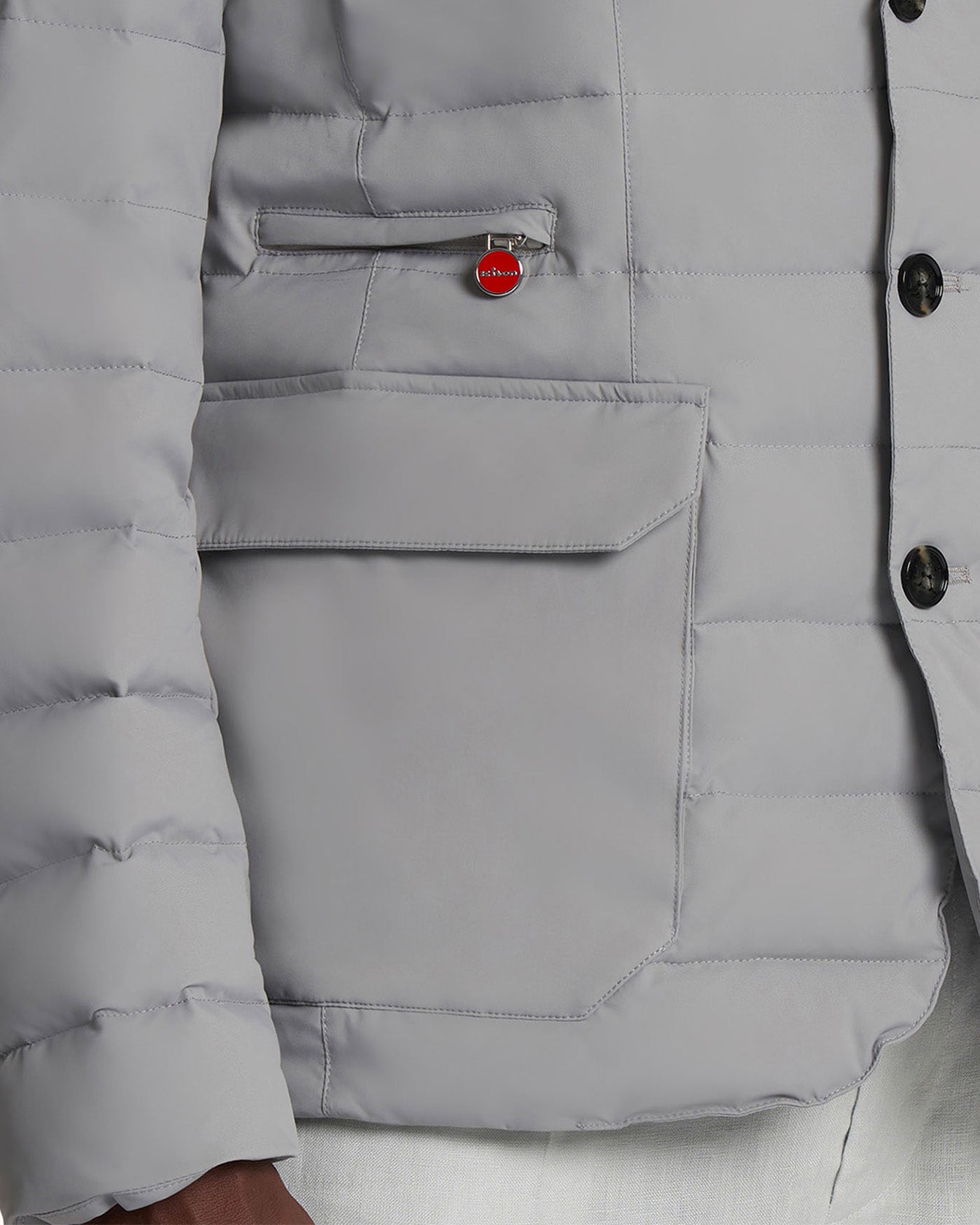 Kiton Jackets Polyester Steppjacke 50 Grau Kapuze