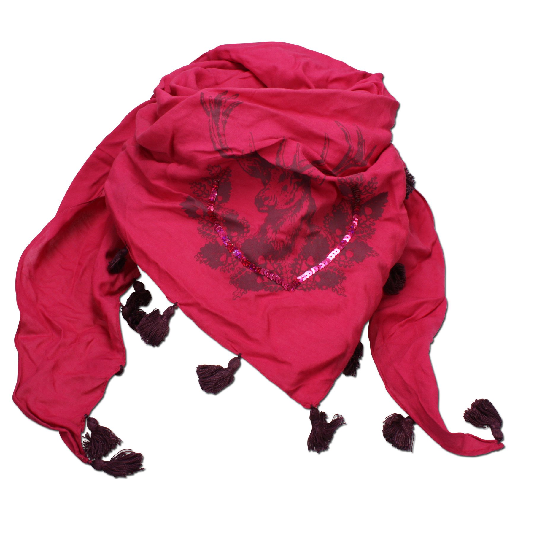 Alpenflüstern DAHEIM Dreieckstuch Hirsch pink-fuchsia