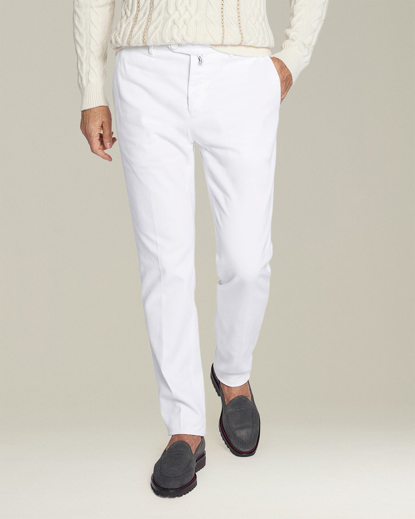 Kiton Pantaloni Cotone Hose Weiß Stretch Slim