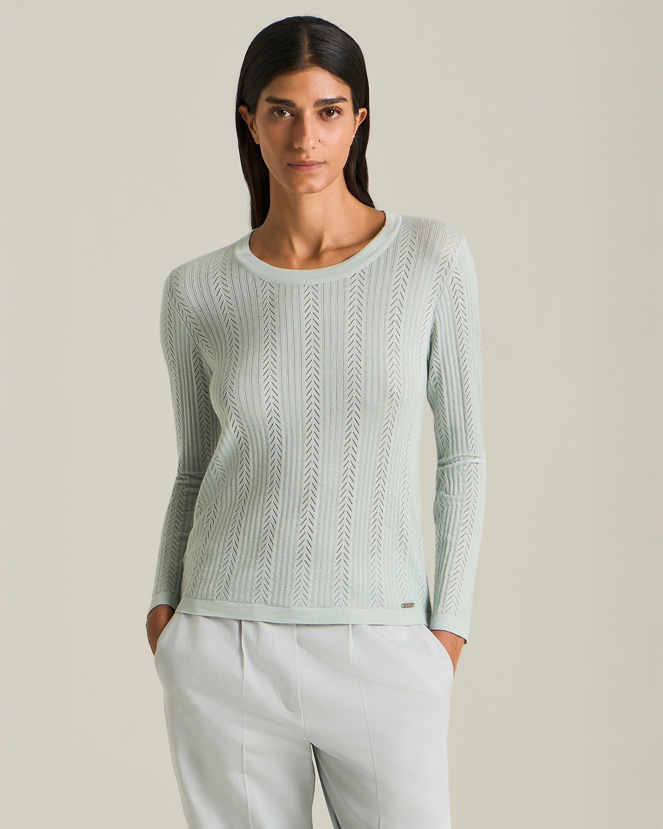 Kiton Cashmere Silk Pullover Ajour Größe 42 Fischgrät