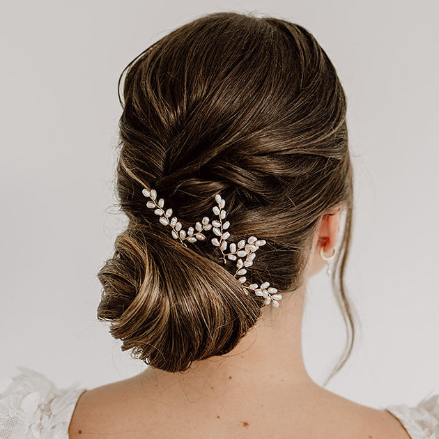 Perlenbräute Amelie Haarnadeln Brautschmuck Gold 3er Set