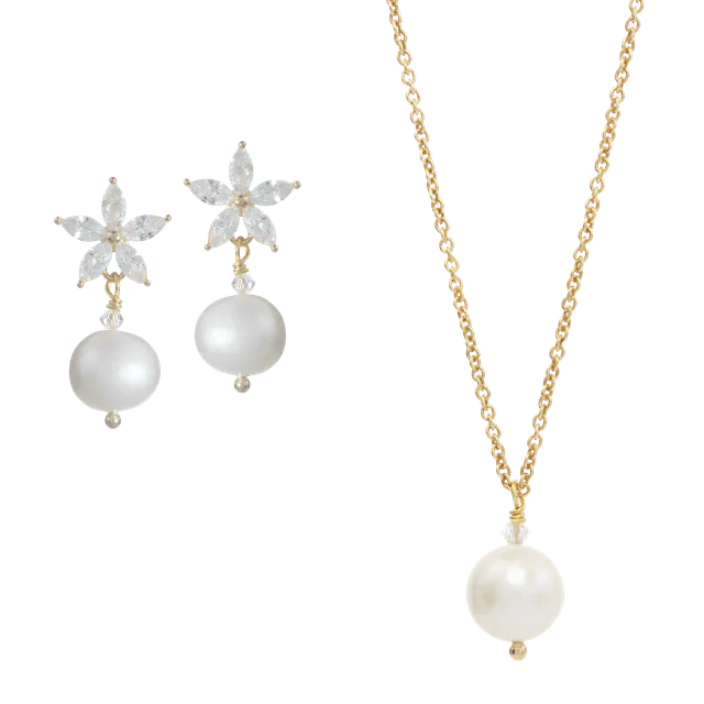 Juvelan Blooming Beauty Brautschmuck Set Perlen Silber