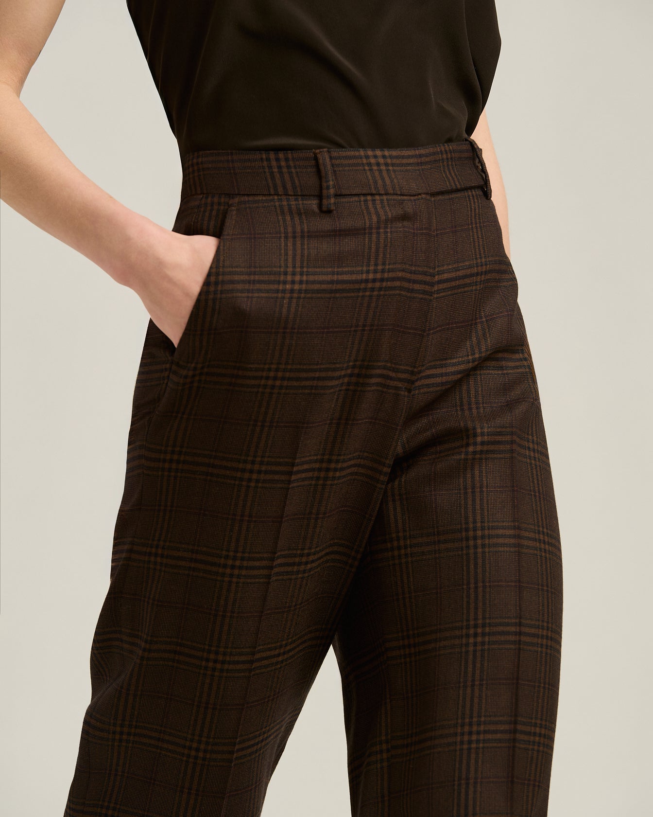 Kiton Palazzohose Kaschmir Braun 40 Glencheck