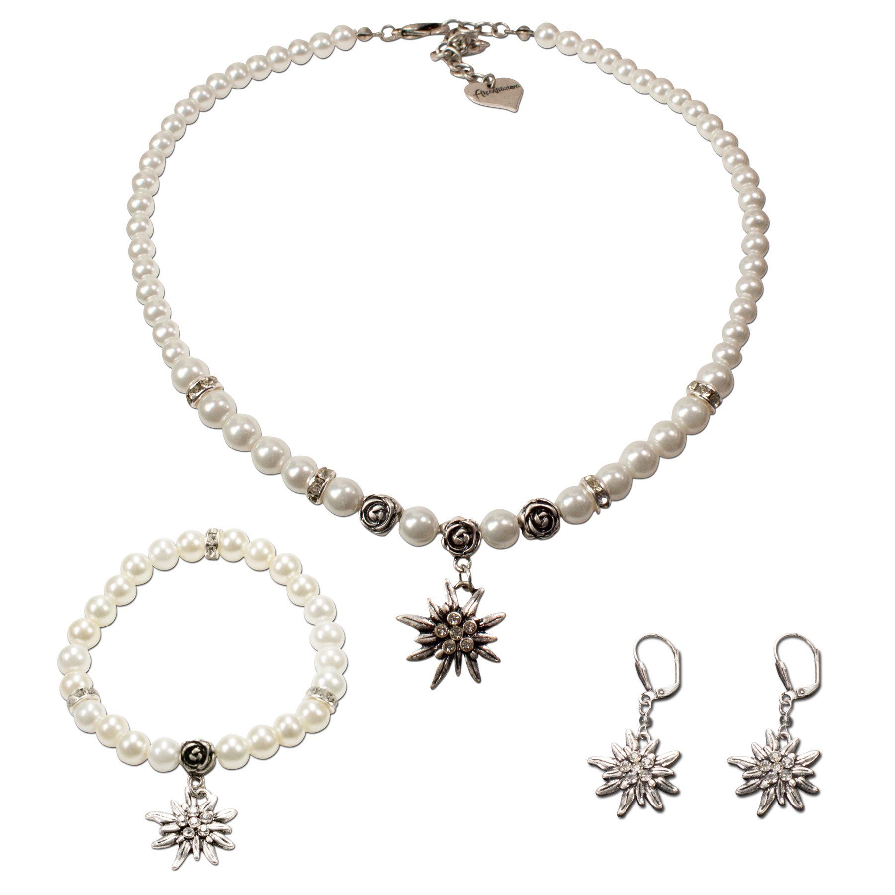Alpenflüstern DAHEIM SET024 Schmuck-Set rosa Edelweiß