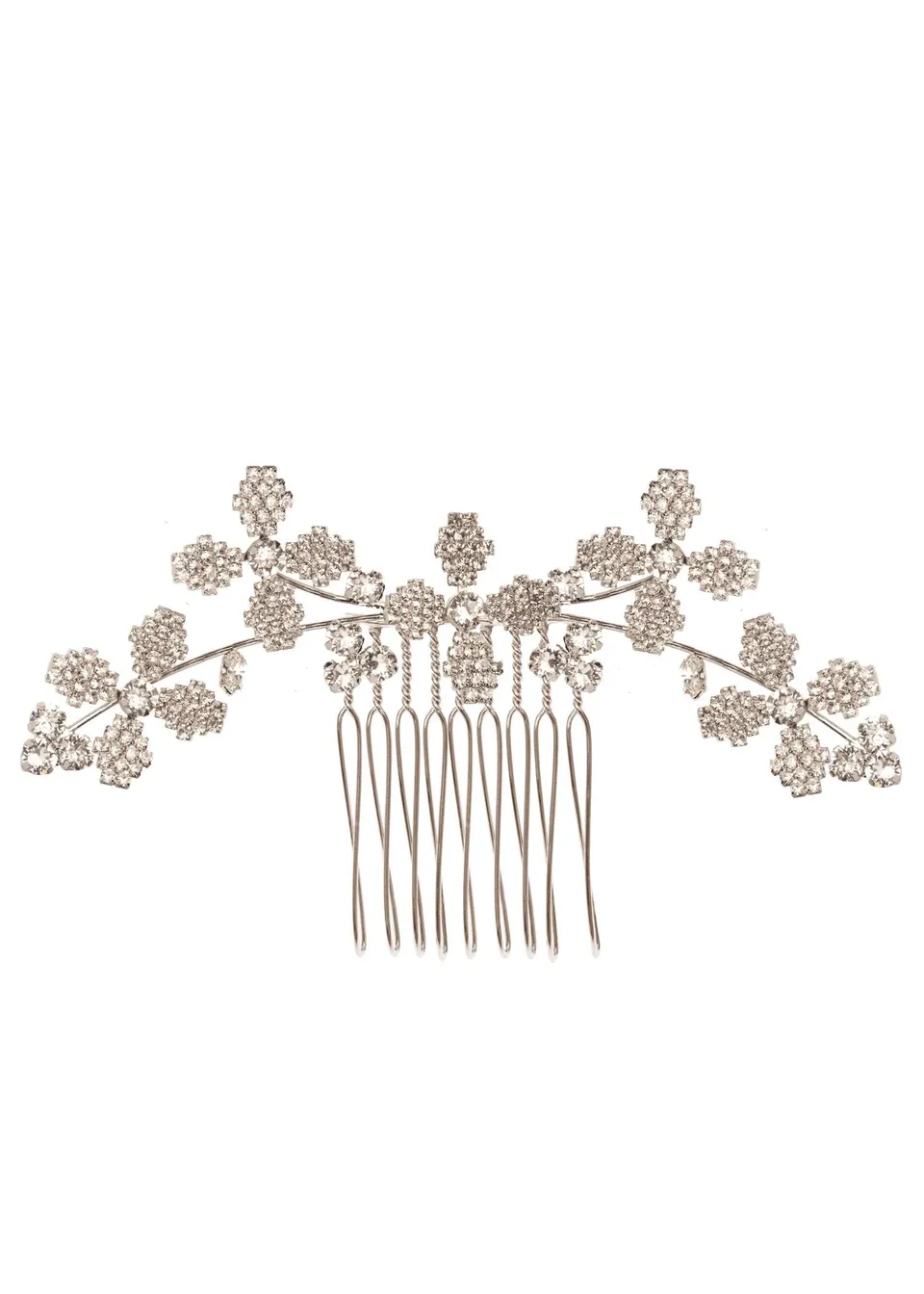 Elizabeth Bower Budding Floral Garland Haarkamm Rhodium Kristall