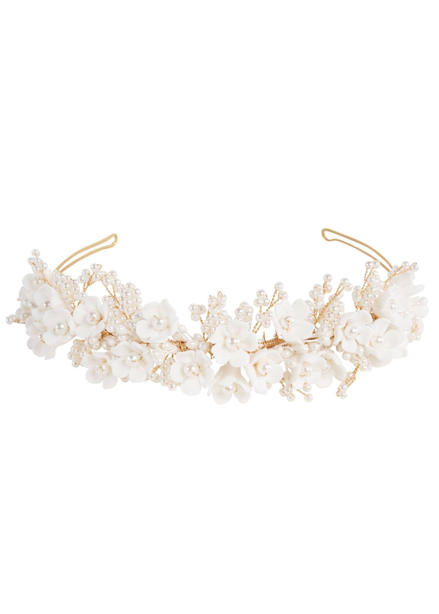 Elizabeth Bower Snowdrop Floral Haarband Silber Keramikblumen