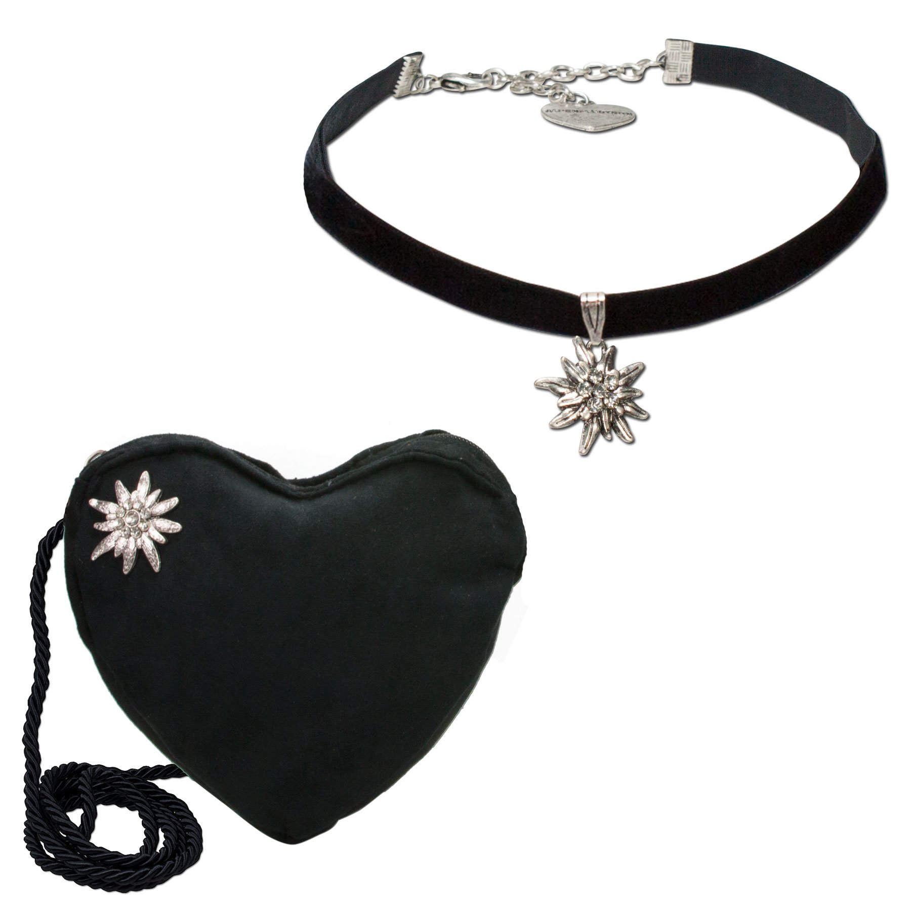 Alpenflüstern DAHEIM SET034 Trachtenset Kropfband Tasche schwarz