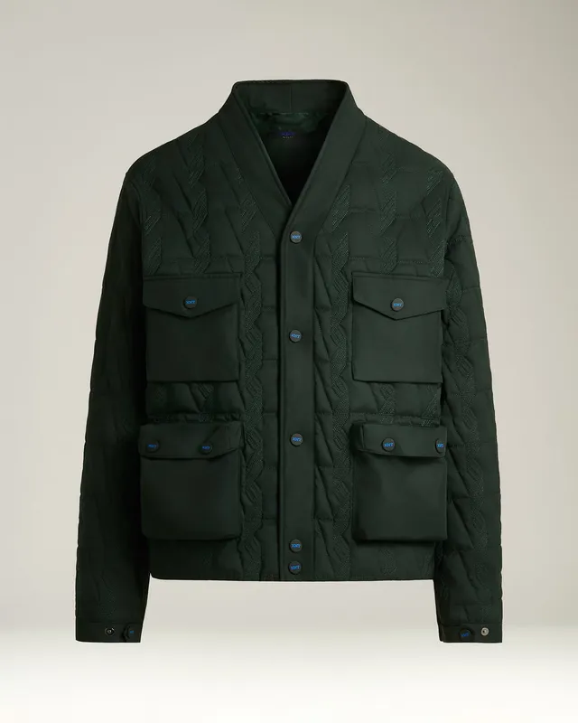 Kiton Outerwear Steppjacke Jacquard grün mit Taschen