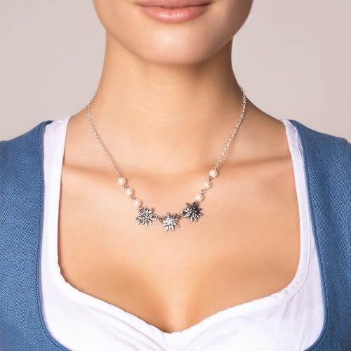 Alpenflüstern DAHEIM DHK337 Trachtenkette Edelweiß antik-silber