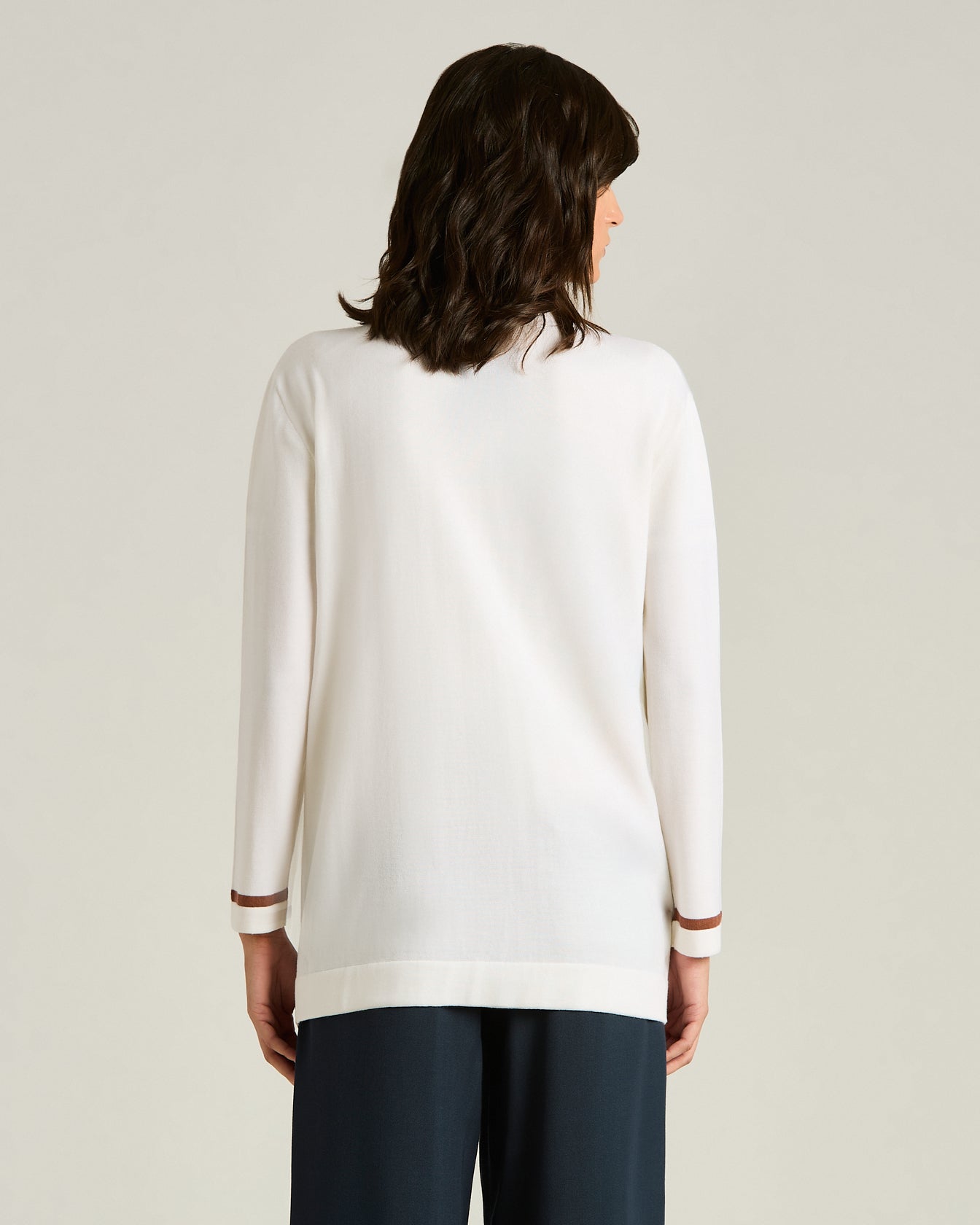 Kiton Knitwear Cardigan Wolle Weiß Haselnuss Damen