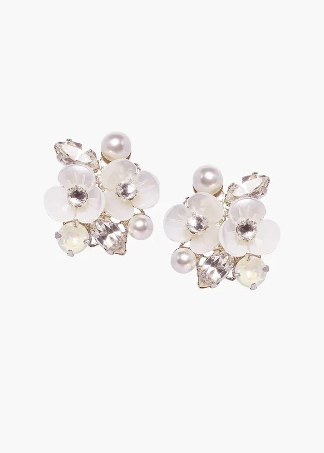 Elizabeth Bower Trillium Cluster Ohrstecker Rhodium Perlmutt