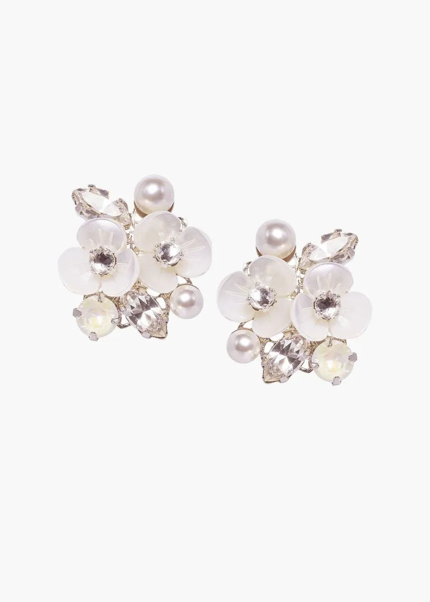 Elizabeth Bower Trillium Cluster Ohrstecker Rhodium Perlmutt