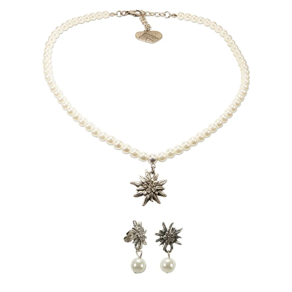 Alpenflüstern DAHEIM SET056 Schmuckset Kette+Ohrringe creme