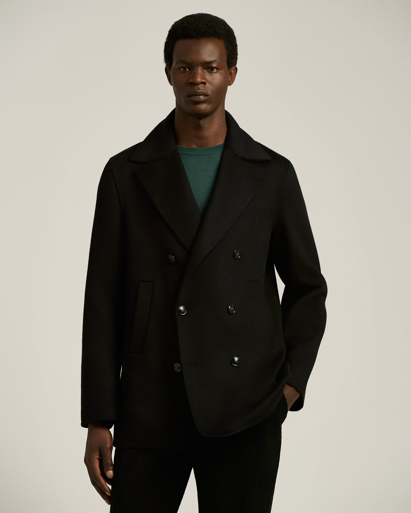 Kiton Outerwear Double-Breasted Mantel Kaschmir schwarz