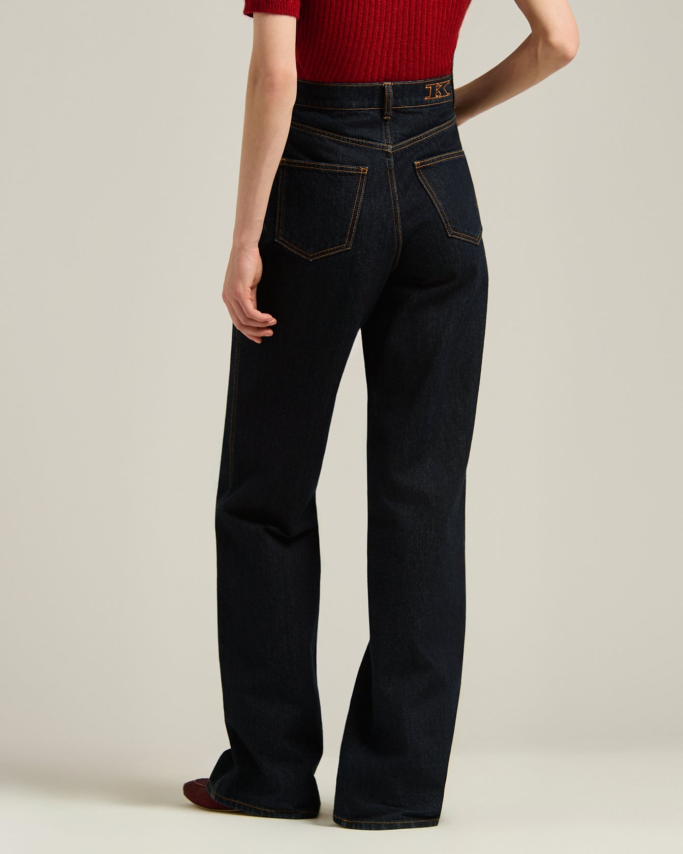 Kiton Jeans High-Waist Palazzo Jeans Dunkelblau Baumwolle