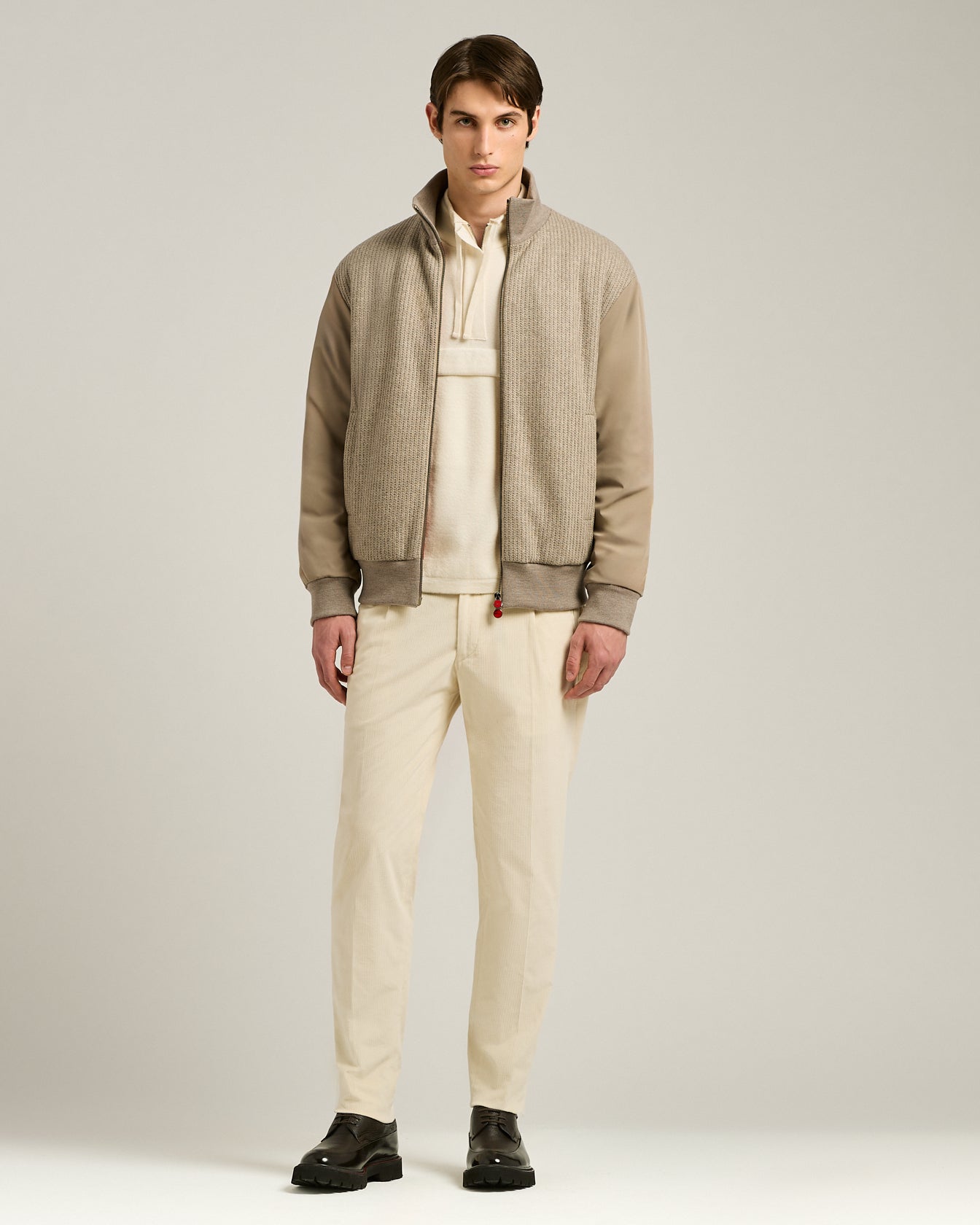 Kiton Outerwear Bomber Taupe Wollblend Technical Gr 50