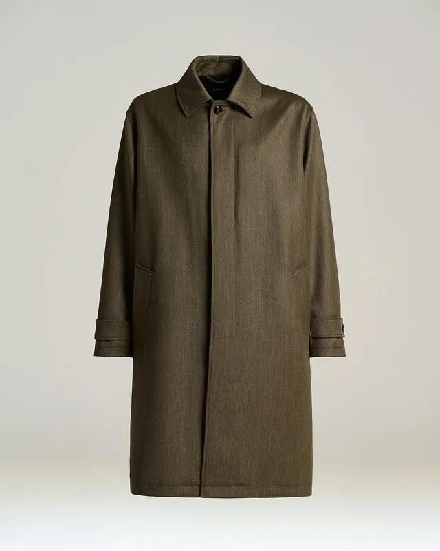 Kiton Outerwear Virgin Wool Mantel Taupe Gr. 50 leicht