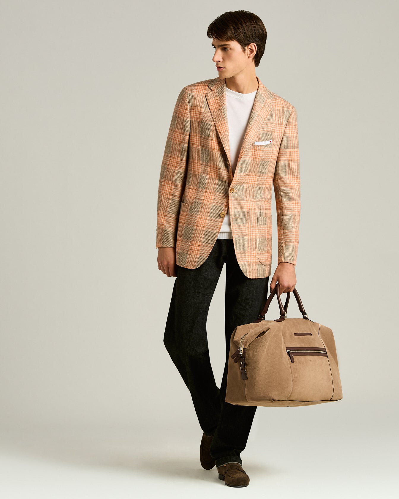 Kiton Weekender Wildleder Kalbsleder Grau TU