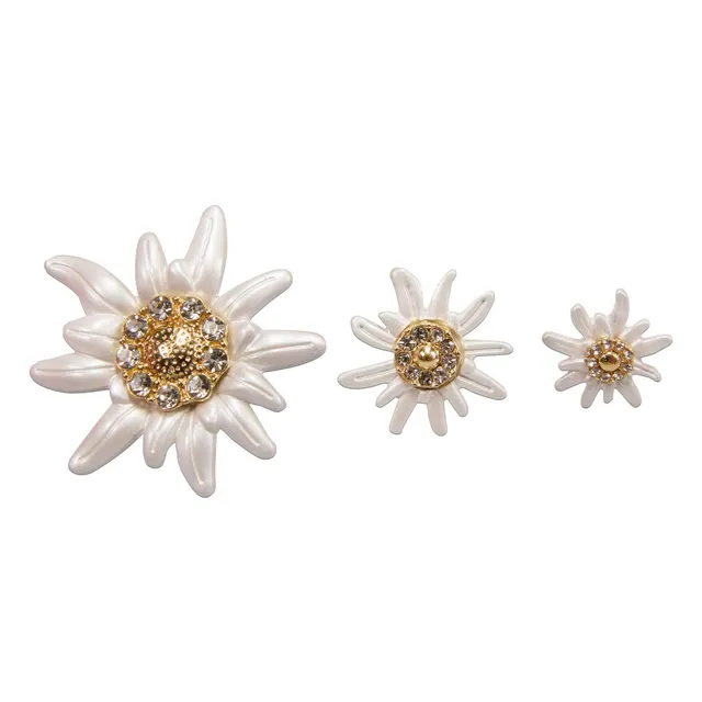 Alpenflüstern DAHEIM Greta API129 Edelweiß-Pin creme-weiß 3er