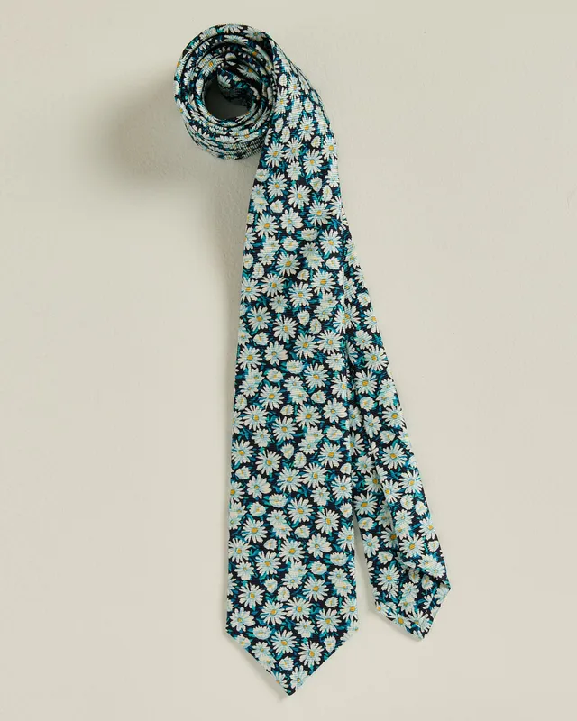 Kiton Seidenkrawatte Blau Grün Micro Floral 8,5 cm