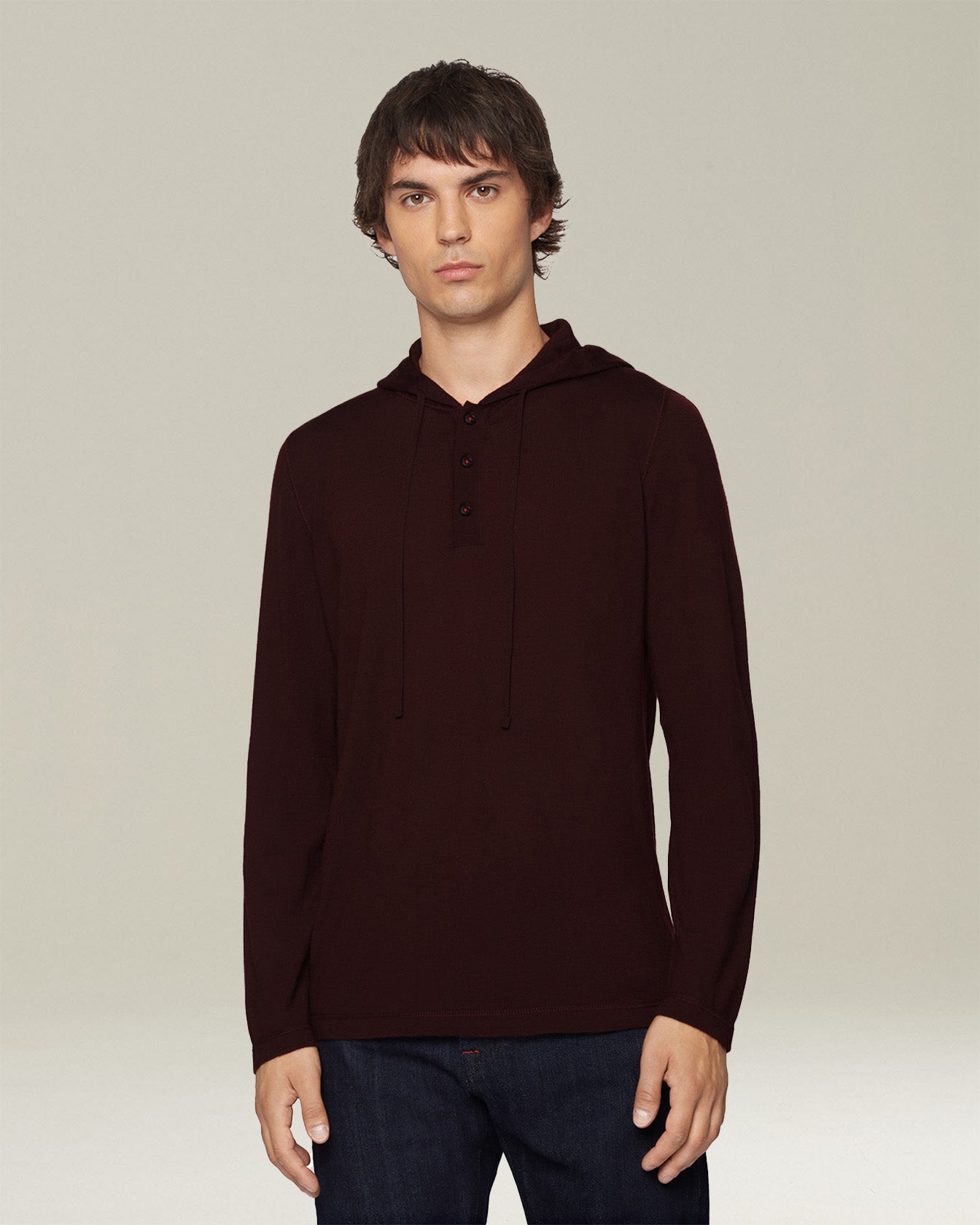 Kiton Kaschmir Seide Hoodie Kapuze Knopf Herren Strickpullover