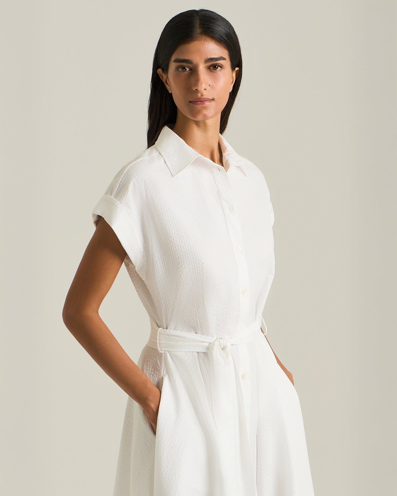 Kiton Dresses Cotton Day Dress Kleid Baumwolle Gürtel