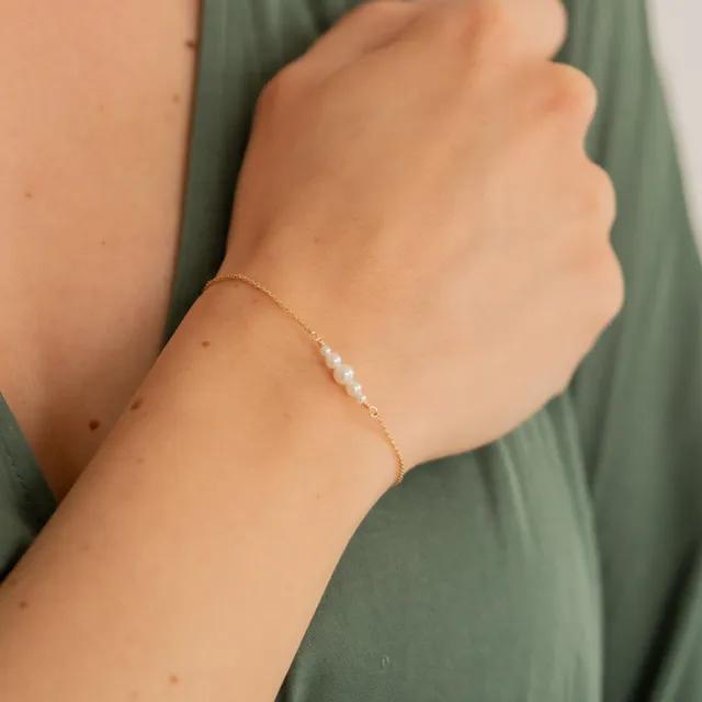 Perlenbräute Mariella Perlenarmband Trauzeugin Gold 17-20cm