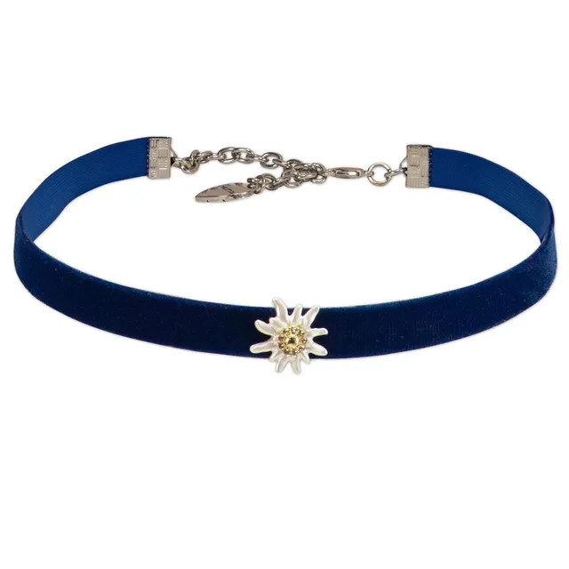 Alpenflüstern DAHEIM Greta DHK330 Samtkropfband blau mini