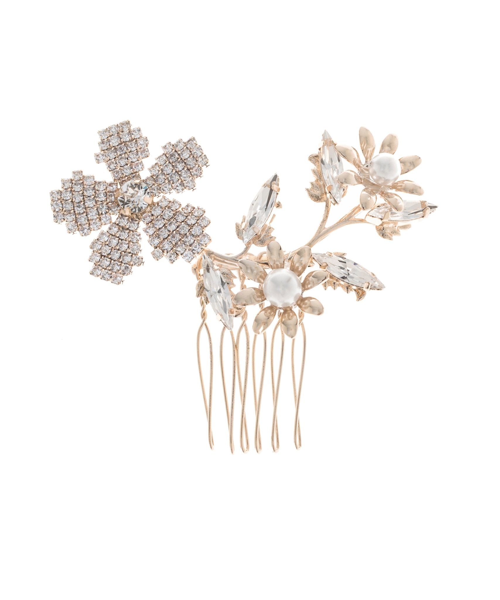 Elizabeth Bower June Crystal Haarkamm Gold Blüten