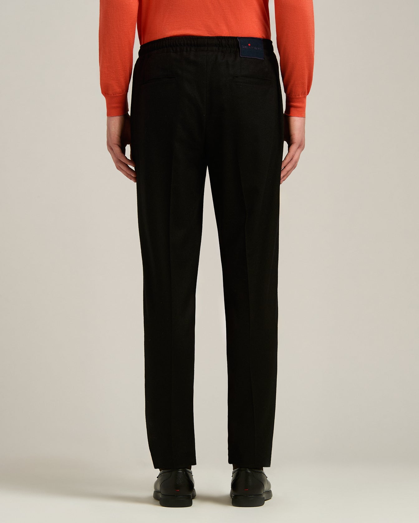 Kiton Trousers Black Wool Comfort Hose Schwarz Elastikbund