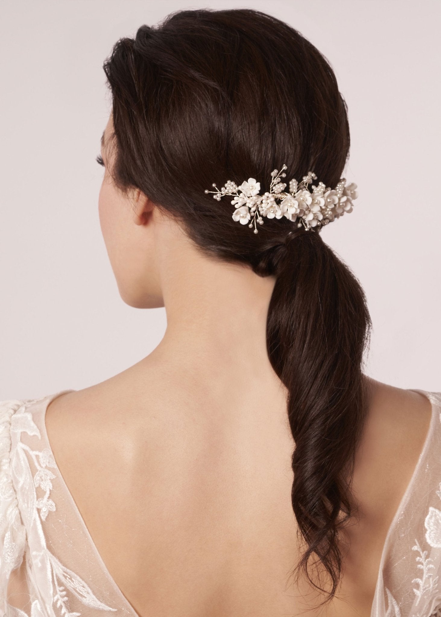 Elizabeth Bower Snowdrop Mini Haarkamm Gold Keramik