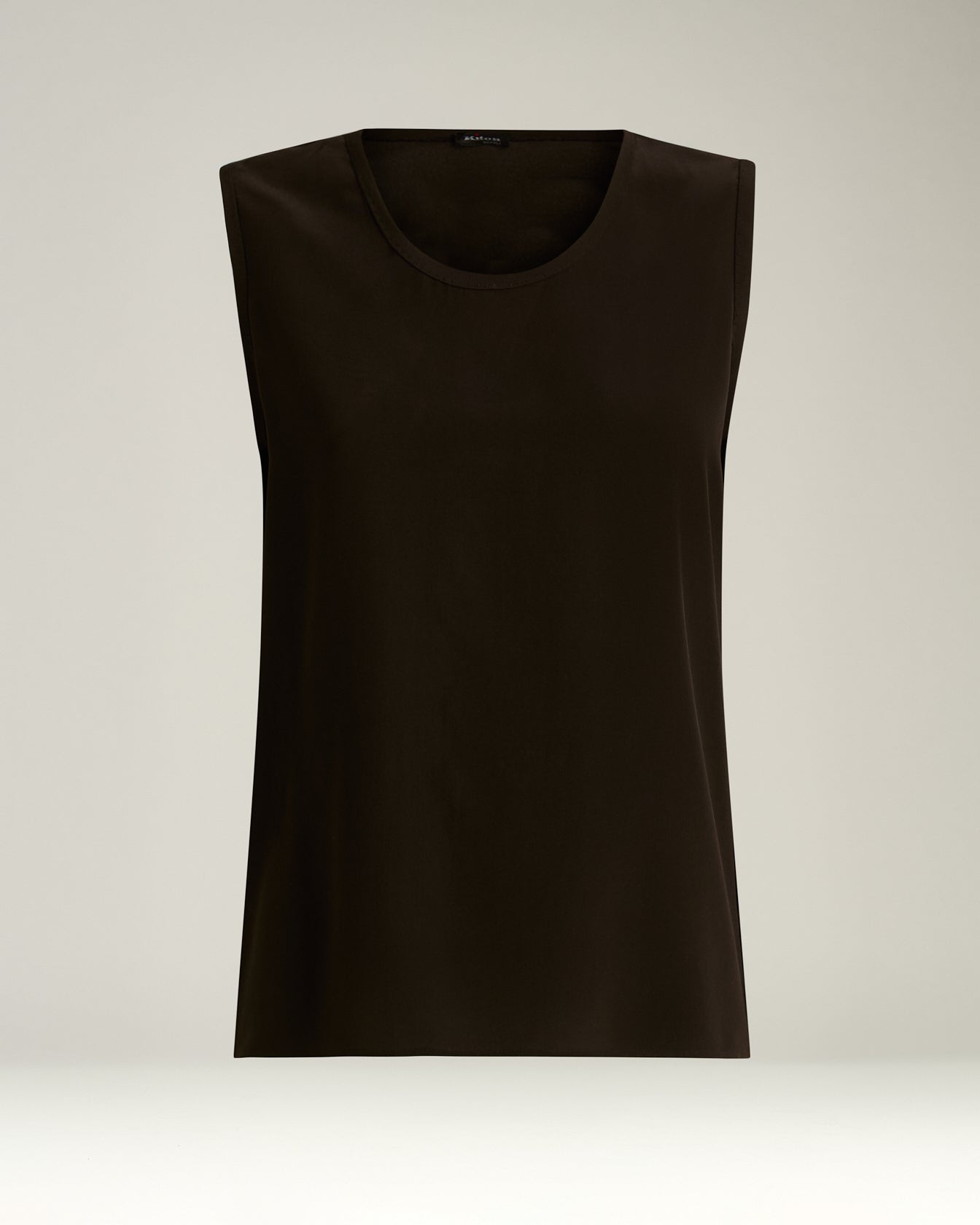 Kiton Gilet kaffeebraunes Top Pure Seide ärmellos Gr.40