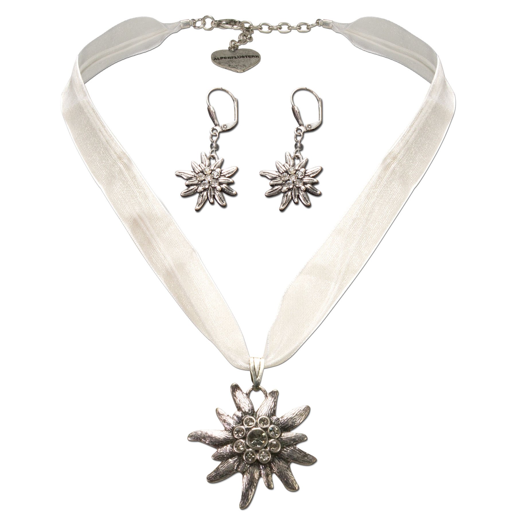 Alpenflüstern DAHEIM SET019 Trachtenschmuck-Set rosa-rosé Edelweiß