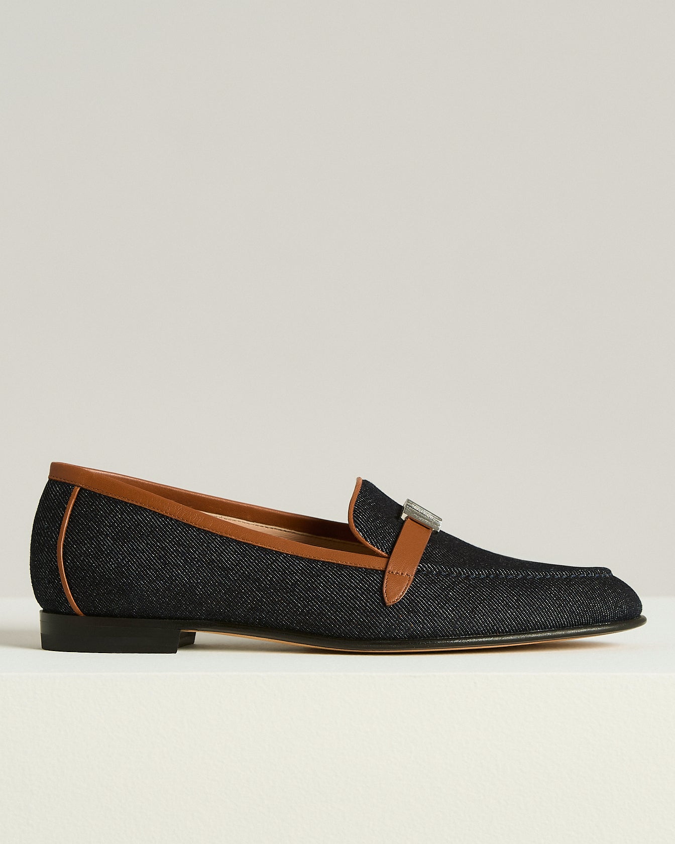 Kiton Loafer Denim-Kalbsleder Slipper blau Gr. 39