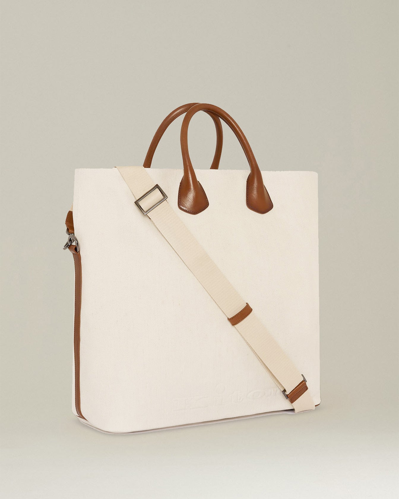 Kiton Tote Tasche Baumwolle Leder TU groß