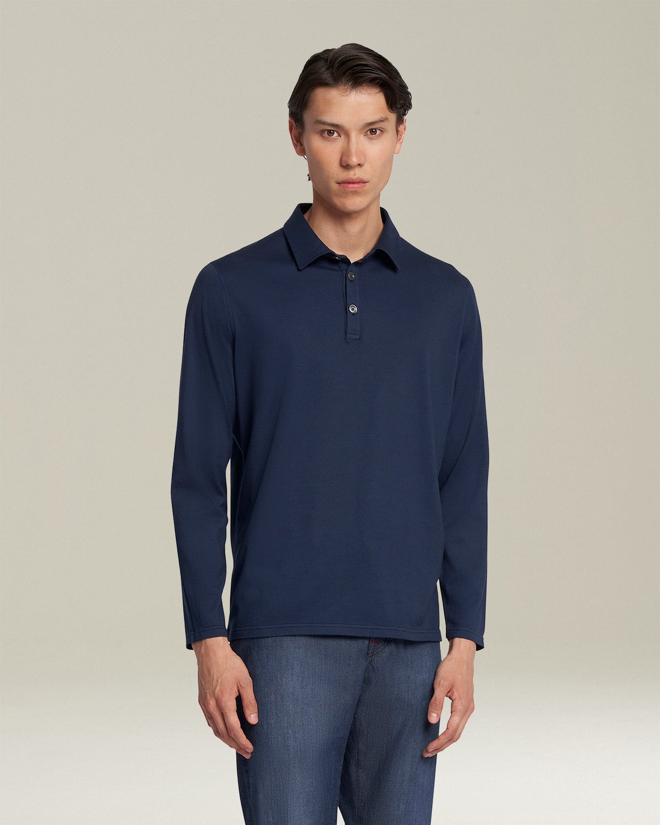 Kiton Polo M/L Cotone Poloshirt Navy Baumwolle Kaschmir