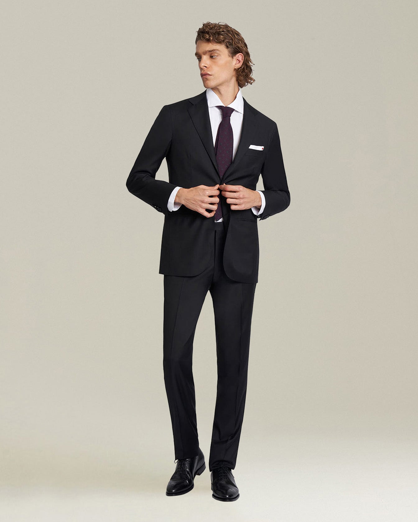 Kiton Suits Abito Lana Anzug schwarz Wolle 14 Micron
