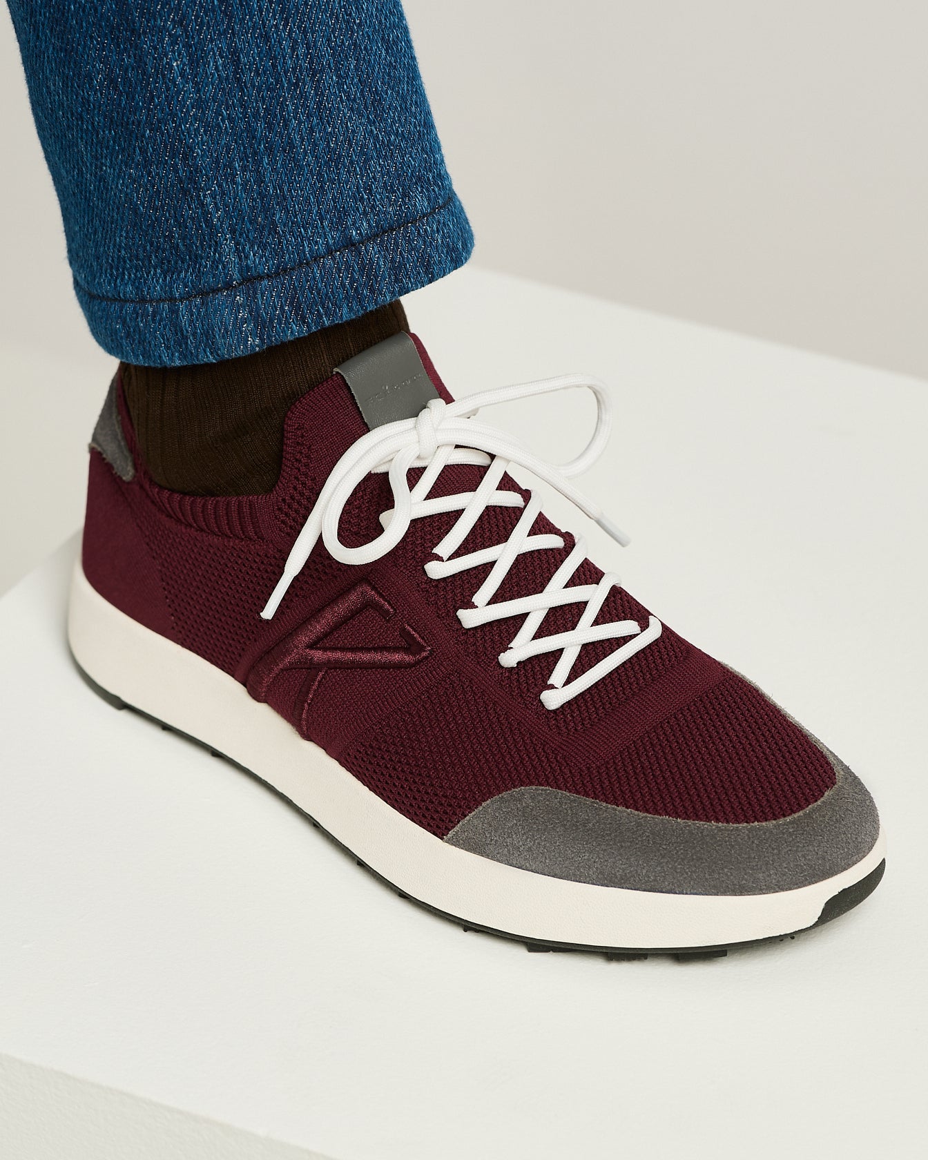 Kiton Shoes Bordeaux Cotton-Knit Sneaker Baumwolle Gr. 43