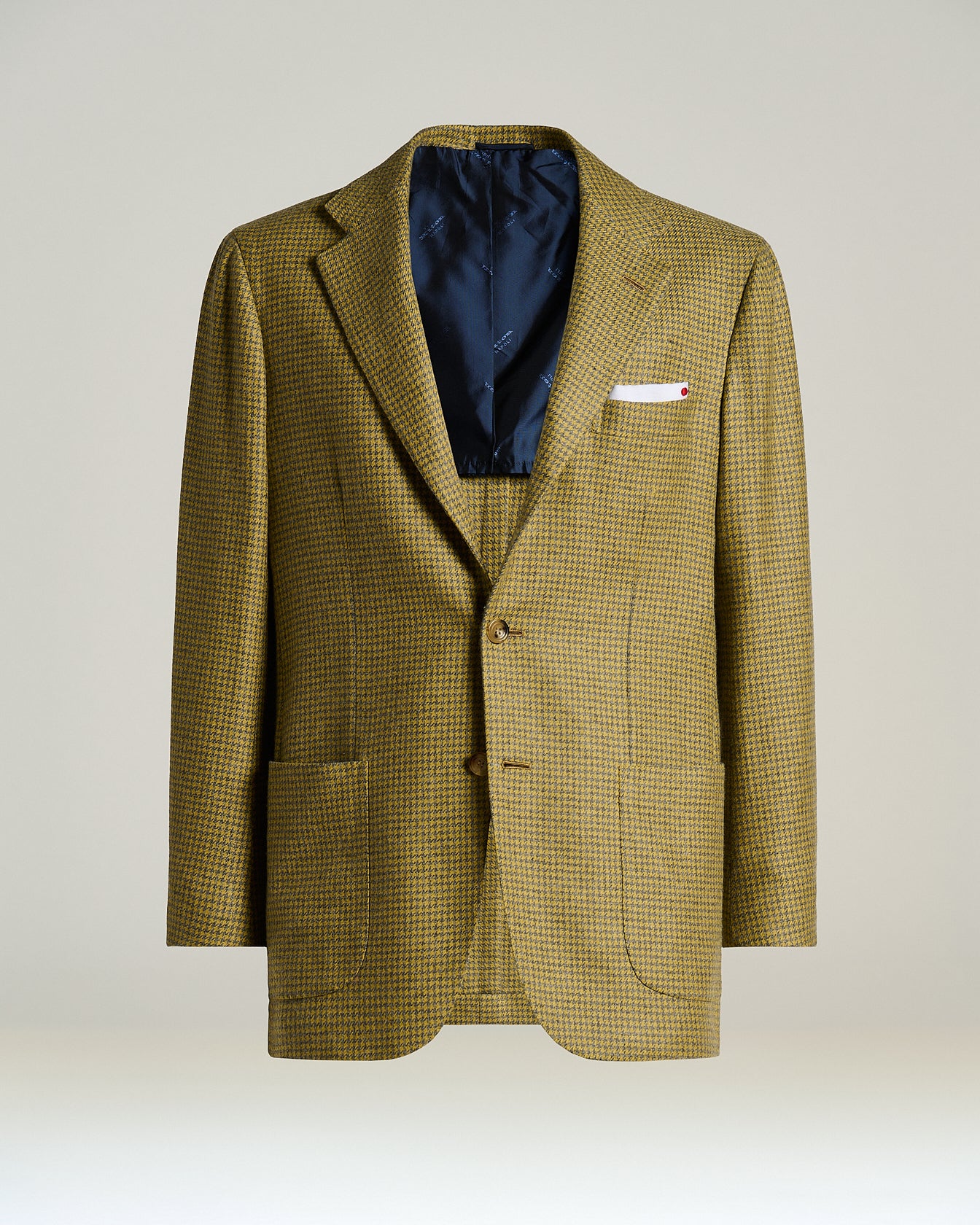 Kiton Hahnentritt Sakko Kaschmir Gr 50 gelb