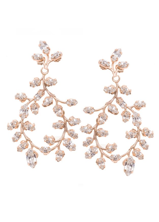 Elizabeth Bower Vine Kronleuchter-Ohrringe Rhodium Kristall