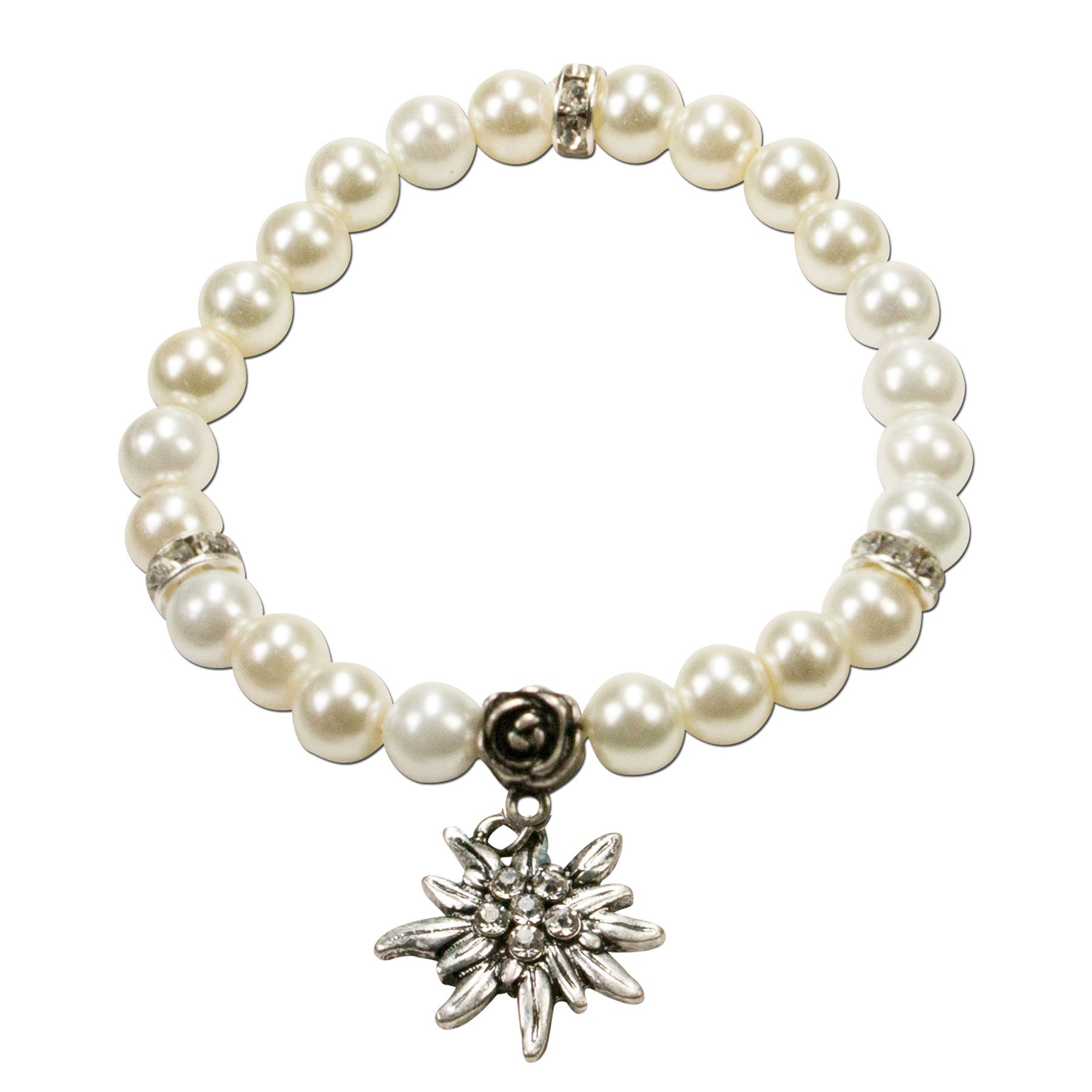 Alpenflüstern DAHEIM SET045 Trachtenschmuck-Set creme-weiß Edelweiß