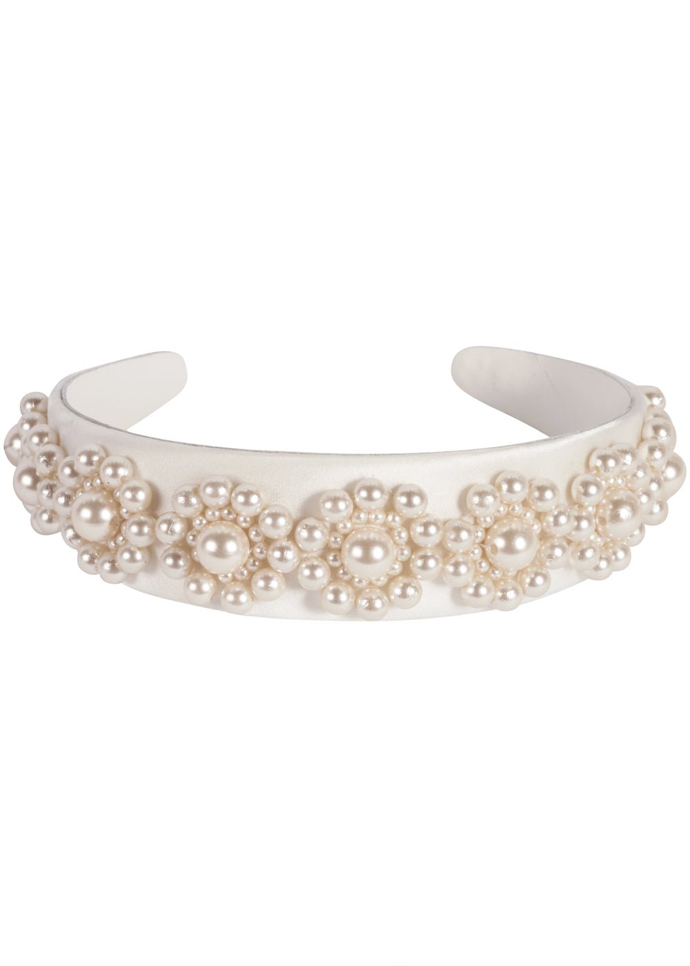 Elizabeth Bower Pearl Rosette Haarreif Perlen Satin